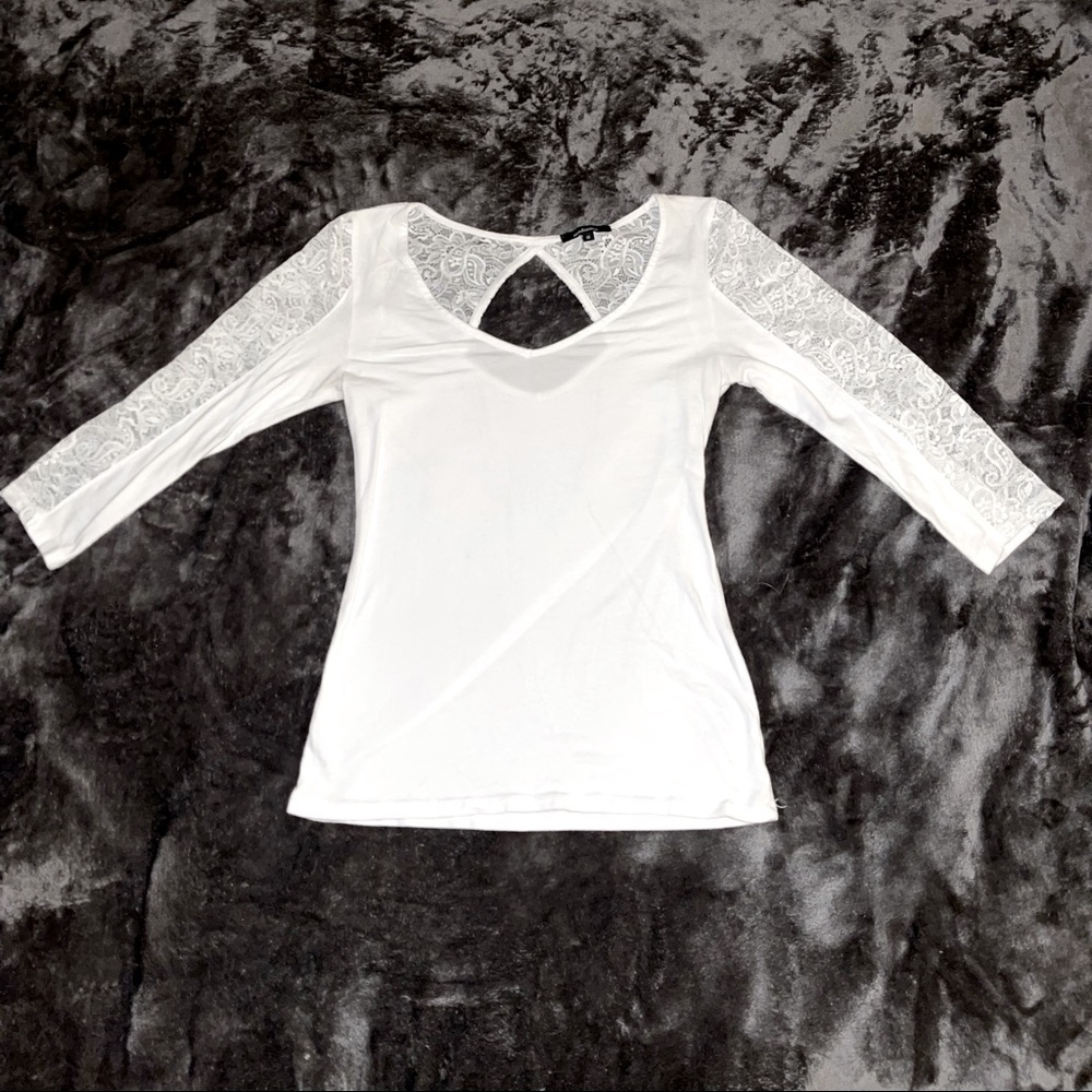 Womens fitted white lace longsleeve